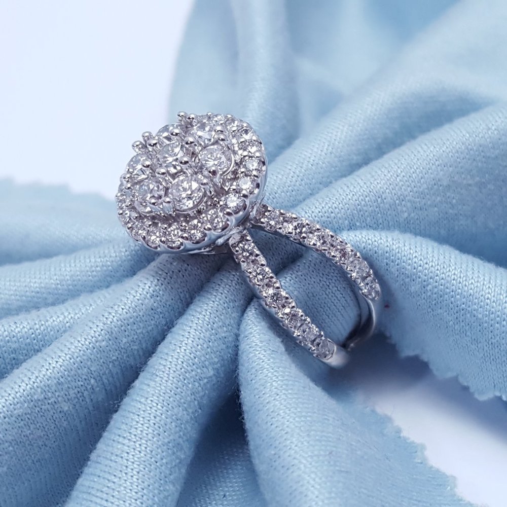 Unique 14k Solid White Gold Designer Split Shank … - image 4